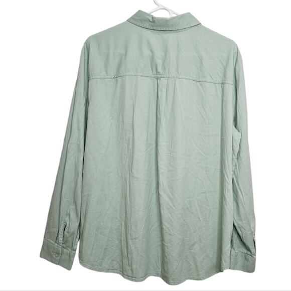 a.n.a Long Sleeve Button Down One Pocket Shirt Mint Green Large - Picture 2 of 6